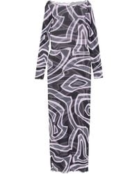 PUCCI - Abstract-Print Long-Sleeved Tulle Maxi Dress - Lyst
