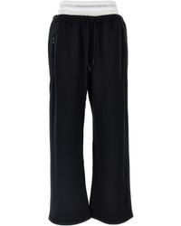 T By Alexander Wang - Layered Cotton Sweatpants With Logo - Lyst