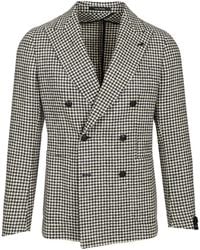 Tagliatore - Double-Breasted Houndstooth Blazer Jackets - Lyst