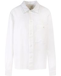 Nick Fouquet - Linen And Cotton Shirt With Stitching And Embroidery - Lyst