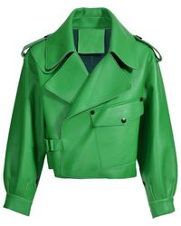 Wanan Touch - Ilaria Jacket In Green Lambskin Leather - Lyst