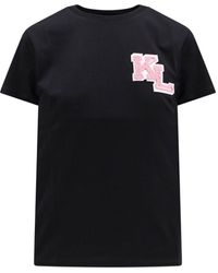 Karl Lagerfeld - T-shirt in cotone organico con logo frontale - Lyst