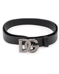 Dolce & Gabbana - Cintura in cuoio lux con fibbia logo DG incrociato - Lyst