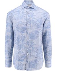 Brunello Cucinelli - Camicia in cotone e lino con motivo Palm Jacquard - Lyst