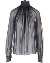Saint Laurent - Long Sleeve Blouse - Lyst