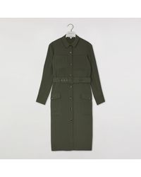 warehouse houndstooth midi shirt dress