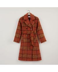 Warehouse Wool Drop Shoulder Bonded Swing Coat In Red Lyst