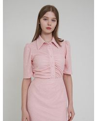 F.COCOROMIZ Coco See Through Knit Blouse - Pink