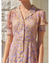 VEMVER - Collar Detail Flower Maxi Dress - Lyst