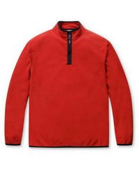 Golden Bear Half Zip-up Fleece T-shirt - Red