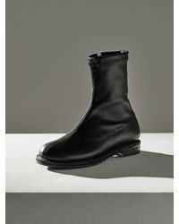 HEENN Stretch Leather Ankle Boots - Black