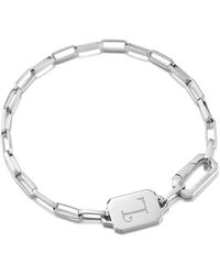 HYÈRES LOR Name Tag Chain Bracelet Silver - White