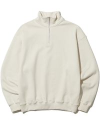 LAYER UNION Oversized Half Zip-up Sweatshirt - Natural