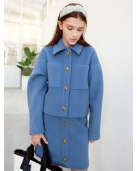 THE ASHLYNN Andrea Wool Short Jacket - Blue