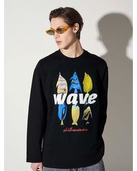 SHETHISCOMMA Wave Fish T-shirt - Black