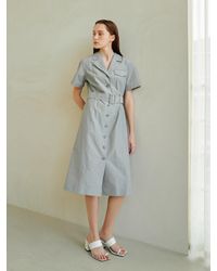 COLLABOTORY Belted Shirt Dress - Grey