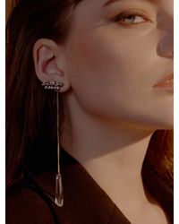 VIOLLINA [another V] Crystal Long Drop Single Earring - Brown