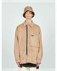 LAYER UNION Oversized Suede Shirt - Natural