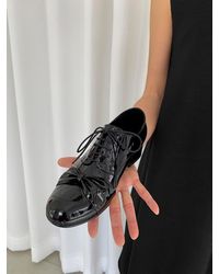 Circle Ribbon Oxford Shoes - Black