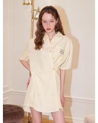 Salon de Yohn - Solid Wrap Shirt Dress - Lyst