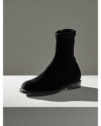 HEENN Stretch Leather Ankle Boots - Black