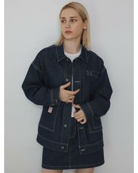 Cheap Monday Oversized Crop Denim Jacket in Blue | Lyst Canada