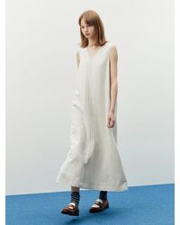 a.t.corner Sleeveless Linen Long Dress (aedr2e014ow) - White