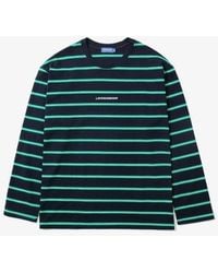 LAYER UNION Double Stripe Long Sleeve T-shirt - Blue