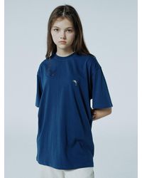 WAIKEI Dolphin Embroidered T-shirt - Blue