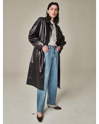 Bouton Blown Sleeve Trench Coat Black