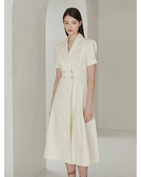 FLOWOOM Double Button Trench Dress - Natural