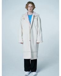 WAIKEI Faux Fleece Overfit Long Shearling Coat - White