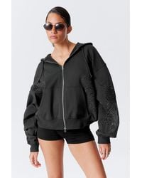 Weekday - Oversized Broderie Anglaise Zip Hoodie - Lyst