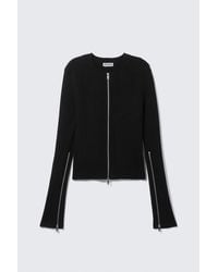 Weekday - Ribbed Fitted Zip Cardigan - Lyst
