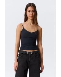 Weekday - Slim V-Neck Cotton Singlet - Lyst