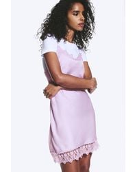 Monki - Satin Lace-Trim Slip-Dress - Lyst