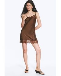 Monki - Satin Lace-Trim Slip-Dress - Lyst