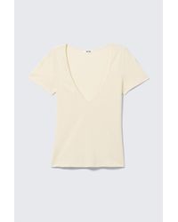 Monki - Slim Deep V-Neck T-Shirt - Lyst