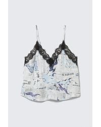 Monki - Lace-Trimmed Satin Camisole - Lyst