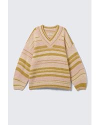 Monki - Oversized Knitted V-Neck Sweater - Lyst