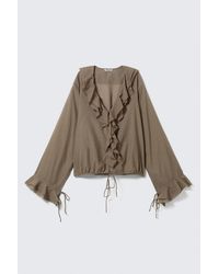 Weekday - Frilled Long-Sleeved Wrap Blouse - Lyst