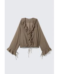 Weekday - Frilled Long-Sleeved Wrap Blouse - Lyst