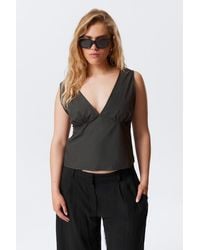Weekday - Sleeveless V-Neck Cotton Poplin Top - Lyst