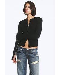 Weekday - Ribbed Fitted Zip Cardigan - Lyst