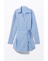 Weekday - Long-Sleeved Mini Wrap Shirt Dress - Lyst