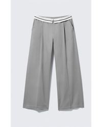 Monki - Low Rise Folded Waist Twill Trousers - Lyst