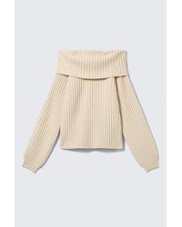 Monki - Off-Shoulder Ribbed Knitted Sweater - Lyst
