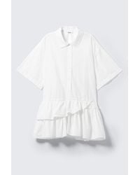 Weekday - Oversized Ruffled Mini Shirt Dress - Lyst