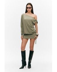 Monki - Drapiertes Ein-Ärmel-Kleid Aus Jersey - Lyst