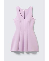Monki - V-Neck Fit-And-Flare Scuba Dress - Lyst